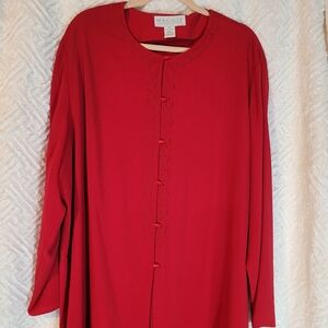 Elegant Deep Red Button-Down Blouse